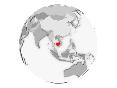 Kamboçya gri Globe izole