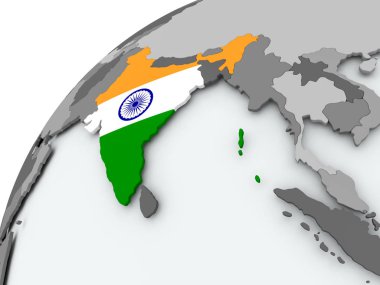 Hindistan bayrağı üzerinde gri Küre