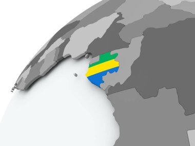 Gri Globe Gabon Cumhuriyeti bayrağı