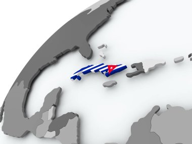 Küba bayrağı üzerinde gri Küre