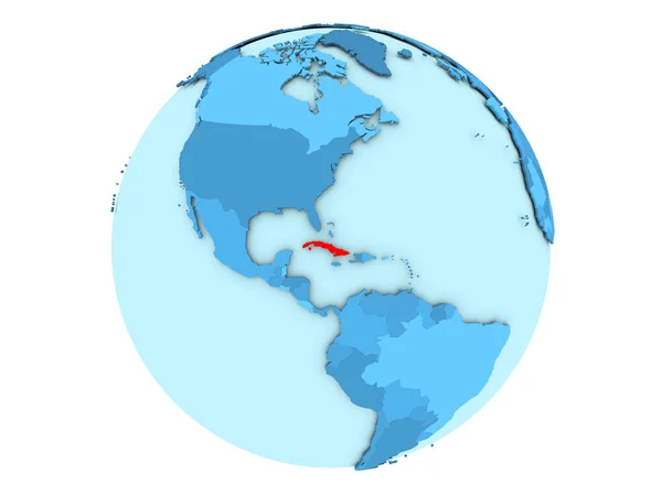 Cuba sur globe bleu isolé — Photo
