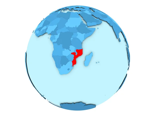Mozambik na blue globe na białym tle — Zdjęcie stockowe