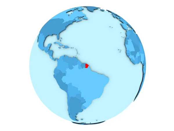 French Guiana on blue globe isolated — Stock Photo, Image