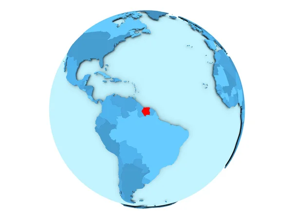 Surinam na blue globe na białym tle — Zdjęcie stockowe