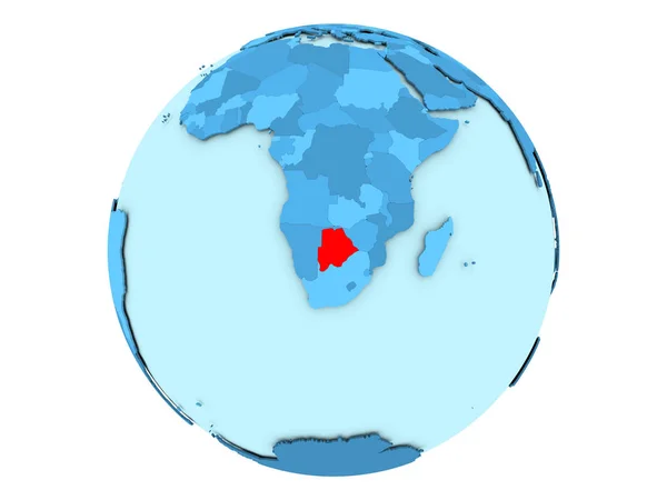 Botswana na blue globe na białym tle — Zdjęcie stockowe