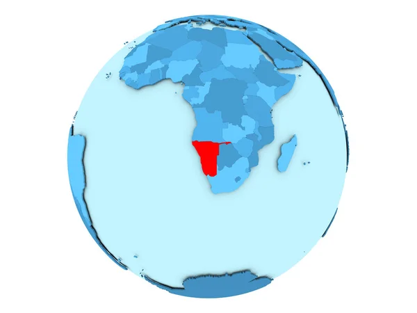 Namibie sur globe bleu isolé — Photo