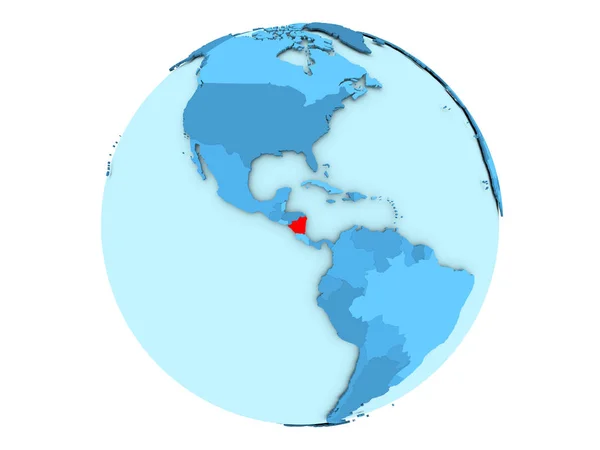 Nicaragua op blauwe wereldbol geïsoleerd — Stockfoto