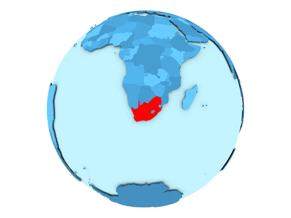 Sydafrika på blå jordglob isolerade — Stockfoto