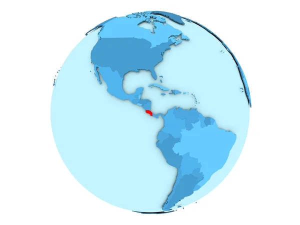 哥斯大黎加上孤立的蓝色地球 — 图库照片