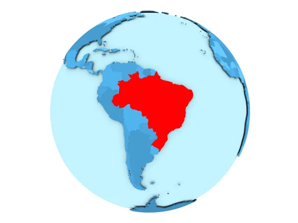 Бразилия на голубом глобусе — стоковое фото