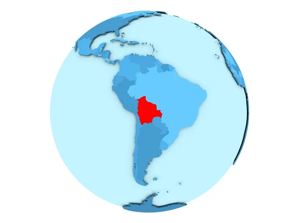 Boliwia na blue globe na białym tle — Zdjęcie stockowe