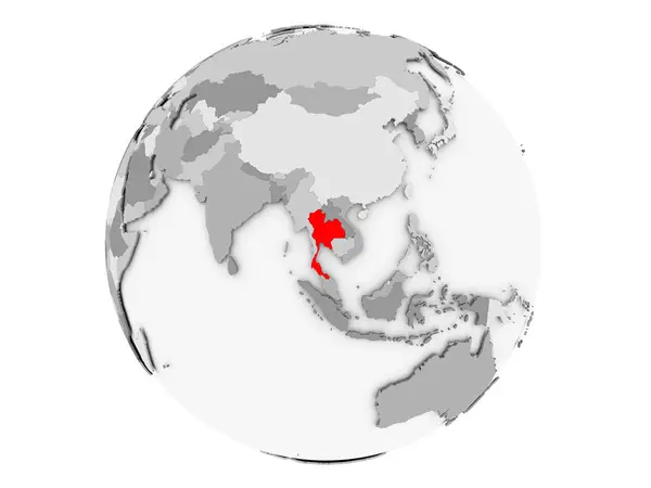 Thailand on grey globe isolated — Stock Photo, Image