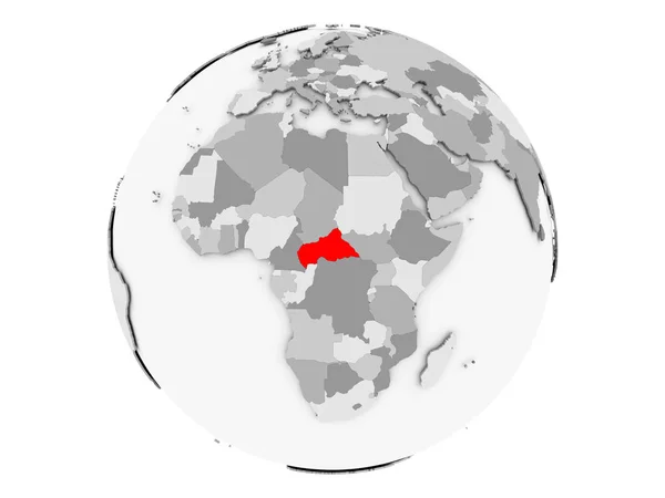 Central Africa on grey globe isolated — Stock Photo, Image