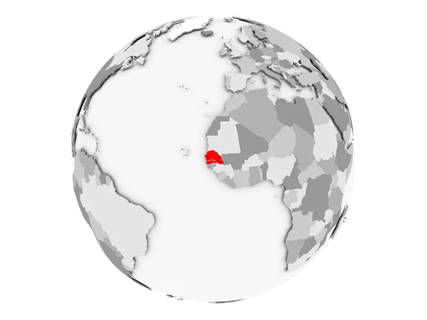 Senegal na szary glob na białym tle — Zdjęcie stockowe