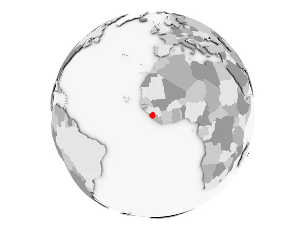 Sierra Leone on grey globe isolated — Stock Photo, Image