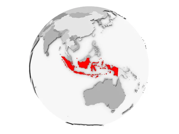 Indonésie na šedý glóbus, samostatný — Stock fotografie