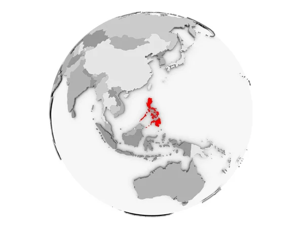 Filipiny na szary glob na białym tle — Zdjęcie stockowe
