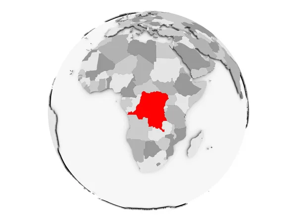 Demokratik Kongo Cumhuriyeti gri Globe izole — Stok fotoğraf
