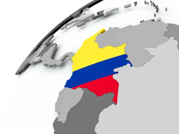 灰色の地球にコロンビアの旗 — ストック写真