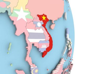Dünya üzerinde bayrak ile Vietnam
