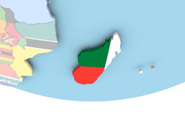 Madagaskar Haritası dünya üzerinde bayrak ile