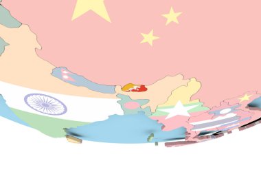 Bhutan Haritası dünya üzerinde bayrak ile