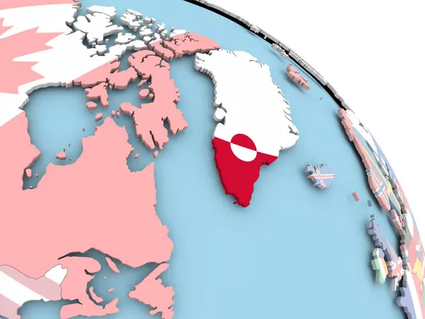 Σημαία της Γροιλανδίας στο globe — Φωτογραφία Αρχείου