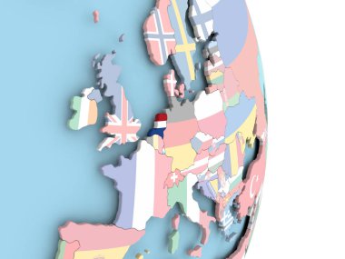 Dünya üzerinde bayrak ile Hollanda