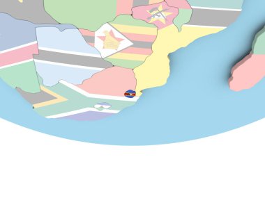 Svaziland Haritası dünya üzerinde bayrak ile