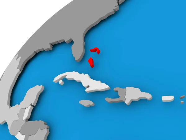 Kaart van Bahamas in het rood — Stockfoto