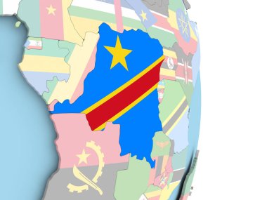 Demokratik Kongo Cumhuriyeti dünya üzerinde bayrak ile