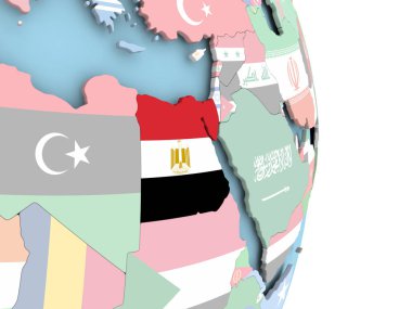 Dünya üzerinde bayrak ile Mısır