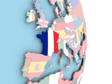 Fransa dünya üzerinde bayrak ile