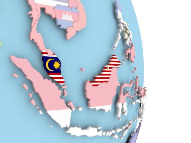 Dünya üzerinde bayrak ile Malezya