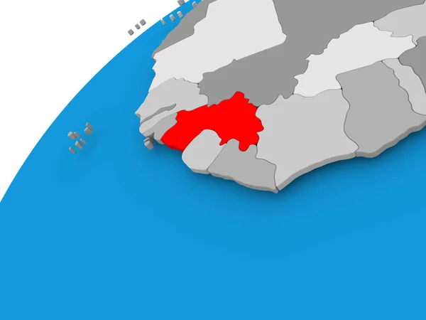 Карта Гвінеї в червоний — стокове фото