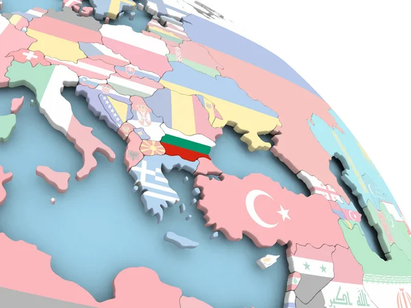 Bandiera della Bulgaria sul globo — Foto Stock