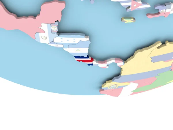 세계에 플래그와 코스타리카의 지도 — 스톡 사진