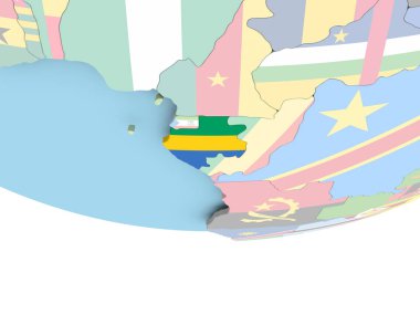 Dünya üzerinde bayrak ile Gabon Haritası