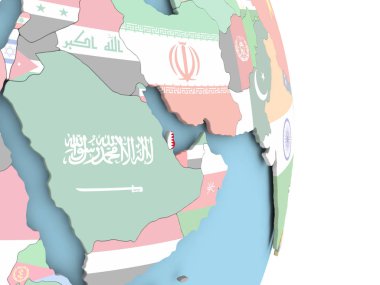 Katar dünya üzerinde bayrak ile