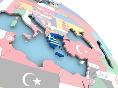 Yunanistan bayrağı dünya üzerinde