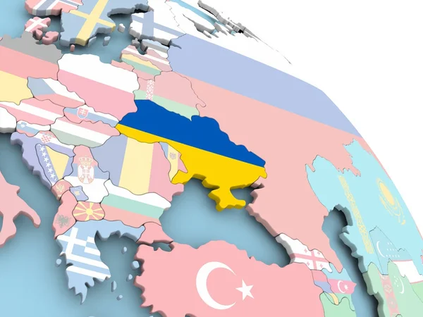 세계에 우크라이나의 국기 — 스톡 사진