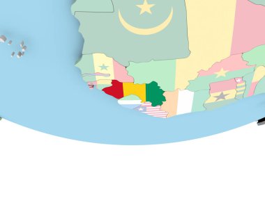 Dünya üzerinde bayrak ile Gine Haritası