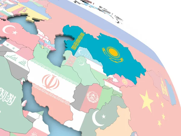 哈萨克斯坦在地球上的标志 — 图库照片
