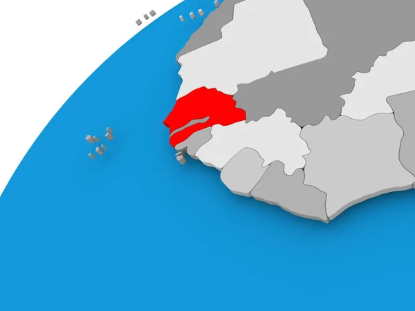 Kaart van Senegal in het rood — Stockfoto