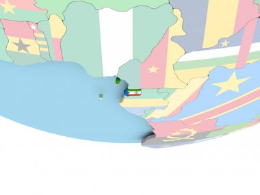 Ekvator Gine Haritası dünya üzerinde bayrak ile