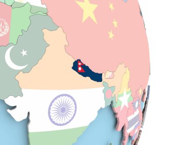 Nepal dünya üzerinde bayrak ile