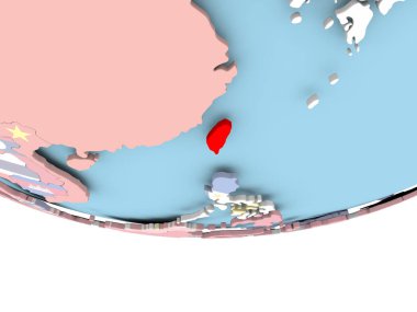 Tayvan Haritası dünya üzerinde bayrak ile