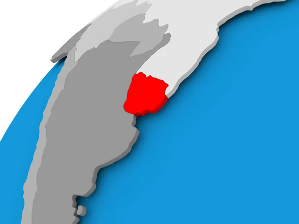 Χάρτης Ουρουγουάης στο κόκκινο — Φωτογραφία Αρχείου