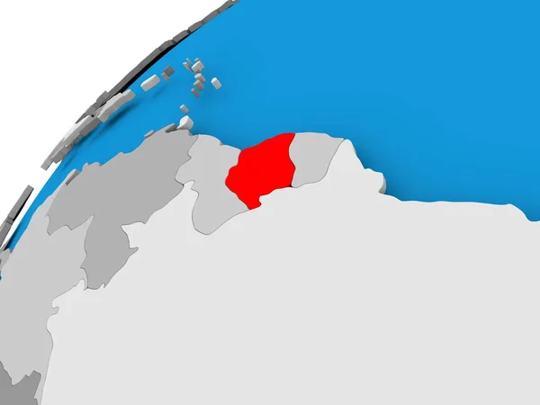 Kaart van Suriname in het rood — Stockfoto