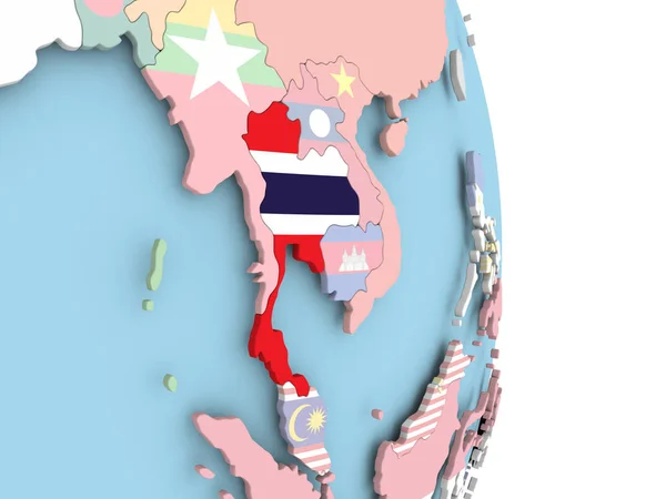 Таїланд з прапором по всьому світу — стокове фото